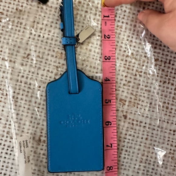 Coach Peanuts Snoopy Leather Luggage Tag Blue Silver 64405 - Picture 2 of 4